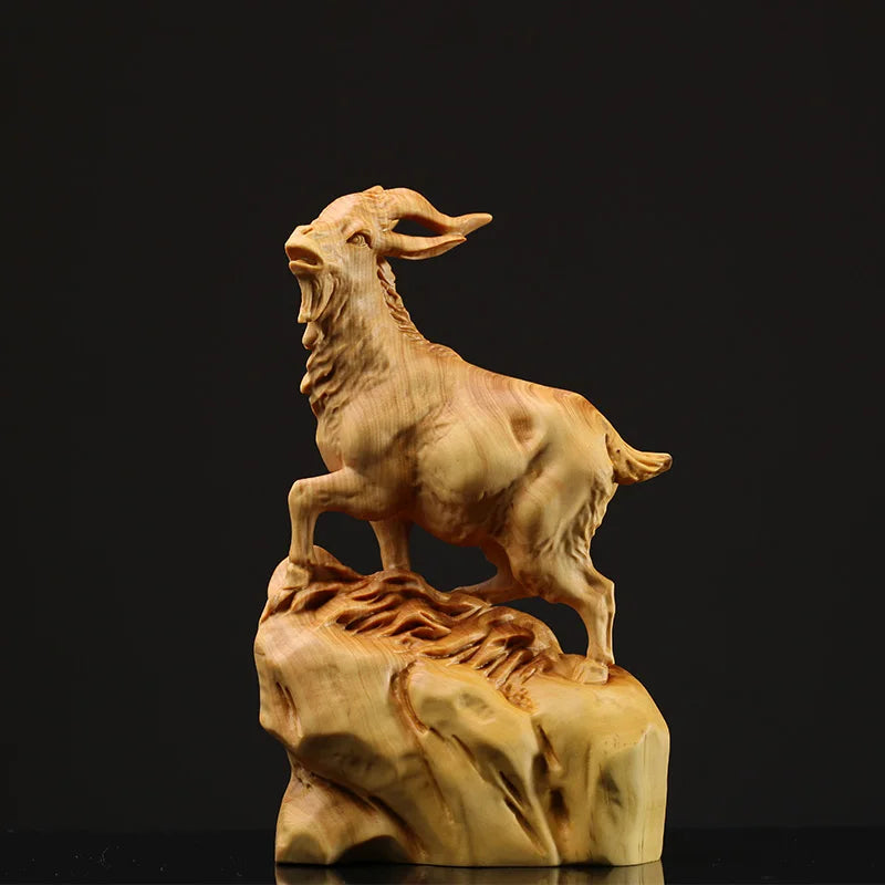 Hand Carved Goat Statue