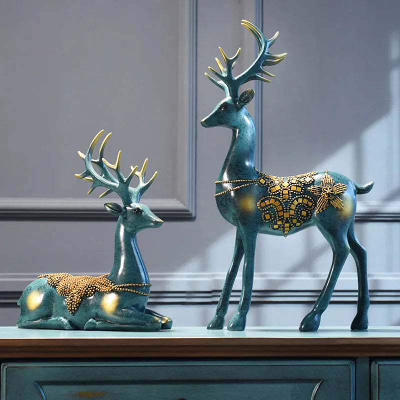 Pair of Reindeer Statues