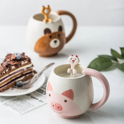 Hand-Painted Coffee Cup with Teaspoon