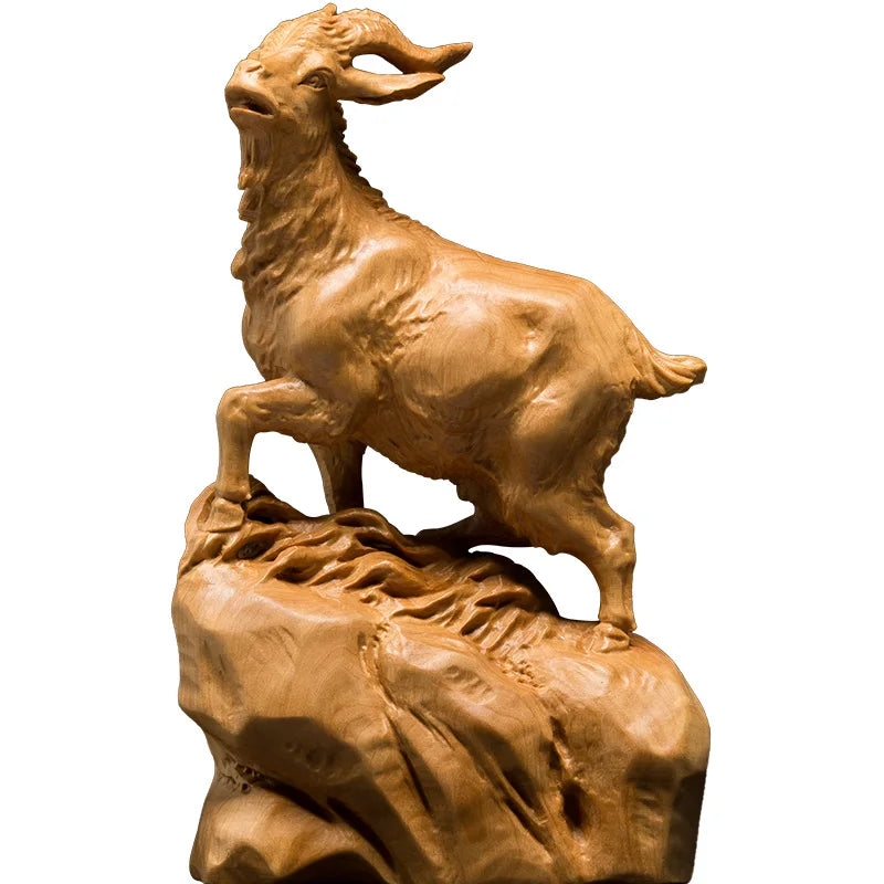 Hand Carved Goat Statue