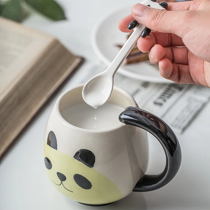 Hand-Painted Coffee Cup with Teaspoon