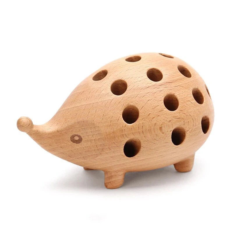 Wooden Hedgehog Pen Holder