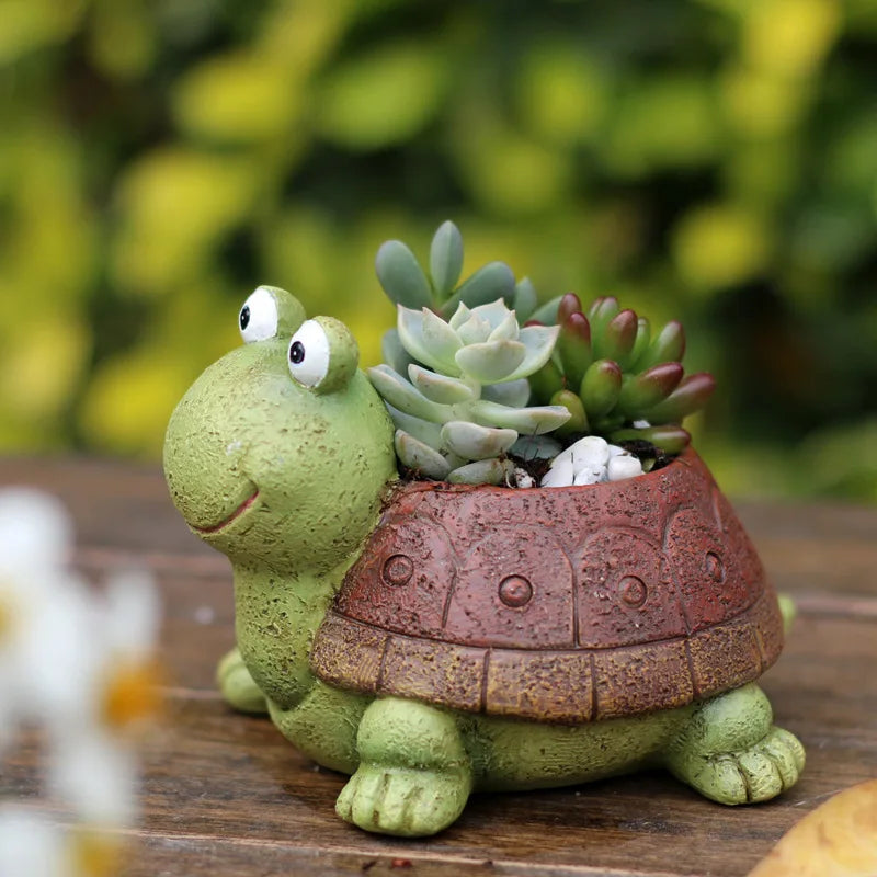 Hand Carved Turtle Planters