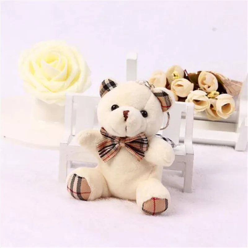 Plaid Bow Tie Teddy Bear Keychain