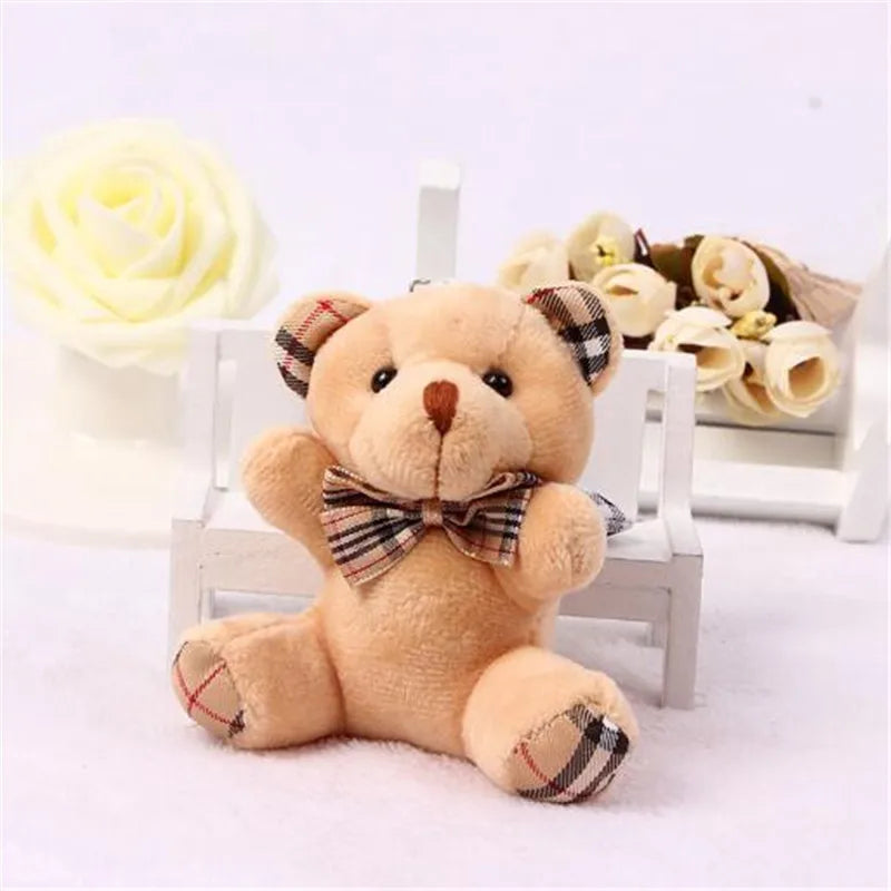 Plaid Bow Tie Teddy Bear Keychain