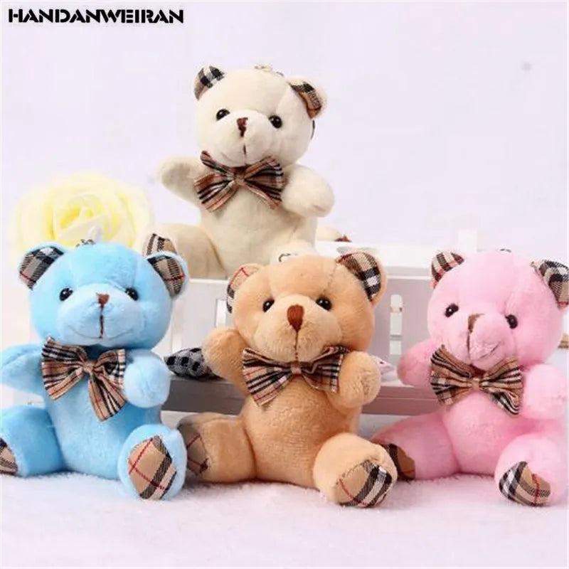 Plaid Bow Tie Teddy Bear Keychain