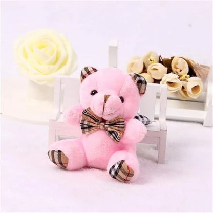 Plaid Bow Tie Teddy Bear Keychain