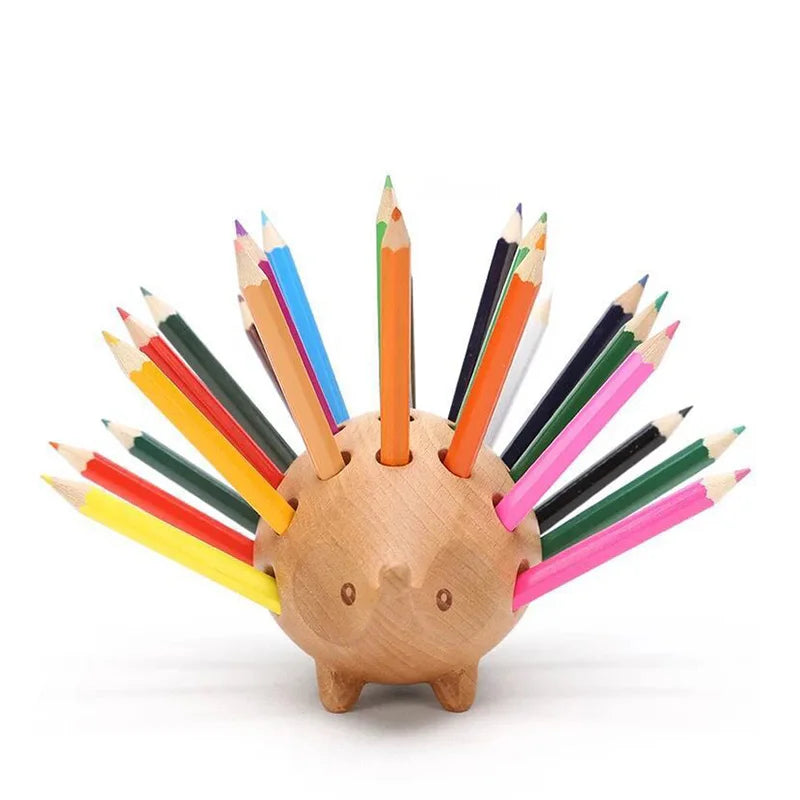 Wooden Hedgehog Pen Holder