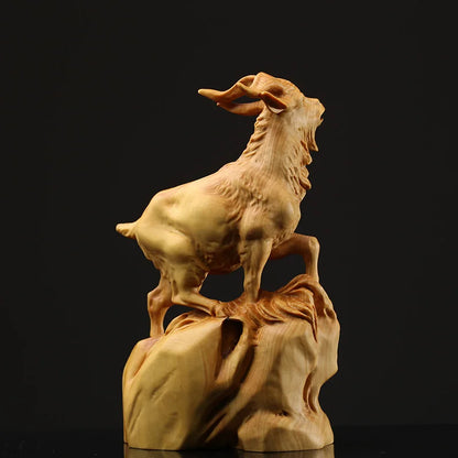 Hand Carved Goat Statue