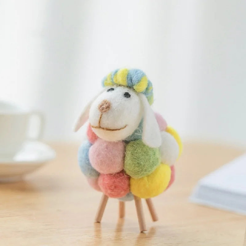 Colorful Wool Sheep Figurines