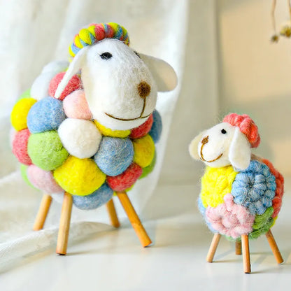 Colorful Wool Sheep Figurines