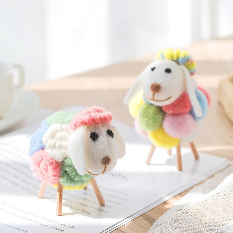 Colorful Wool Sheep Figurines