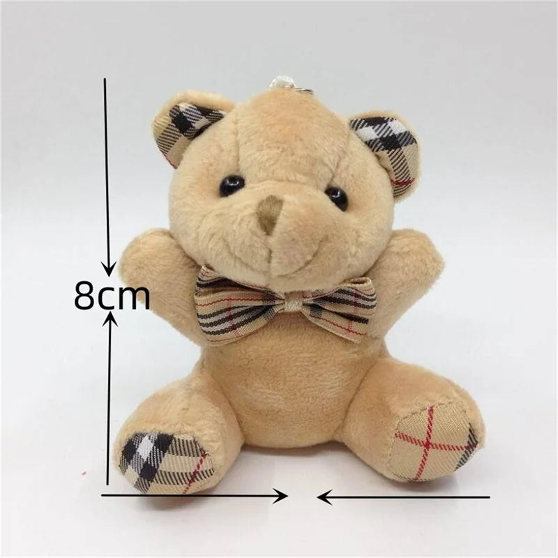 Plaid Bow Tie Teddy Bear Keychain