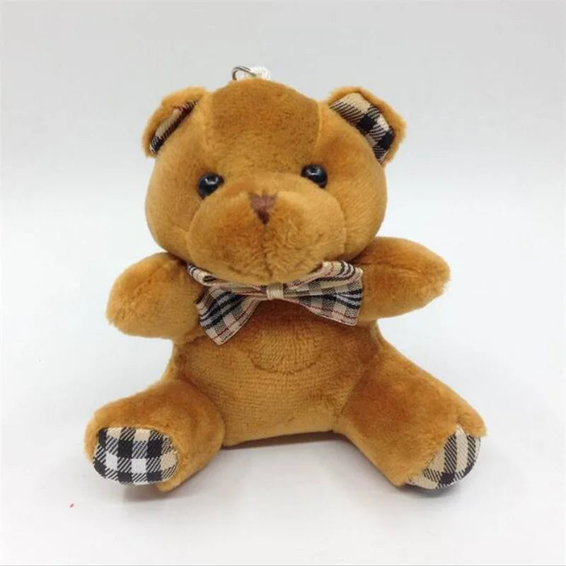 Plaid Bow Tie Teddy Bear Keychain