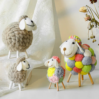 Colorful Wool Sheep Figurines